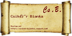 Csikár Bianka névjegykártya